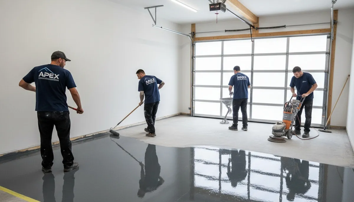 Durable epoxy garage floor coating in Charlotte NC by professional house painters