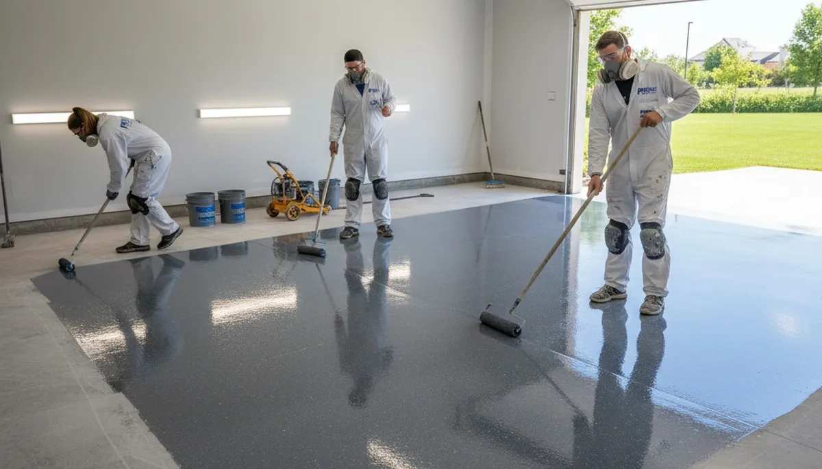 Durable epoxy garage floor coating in Charlotte NC by professional house painters