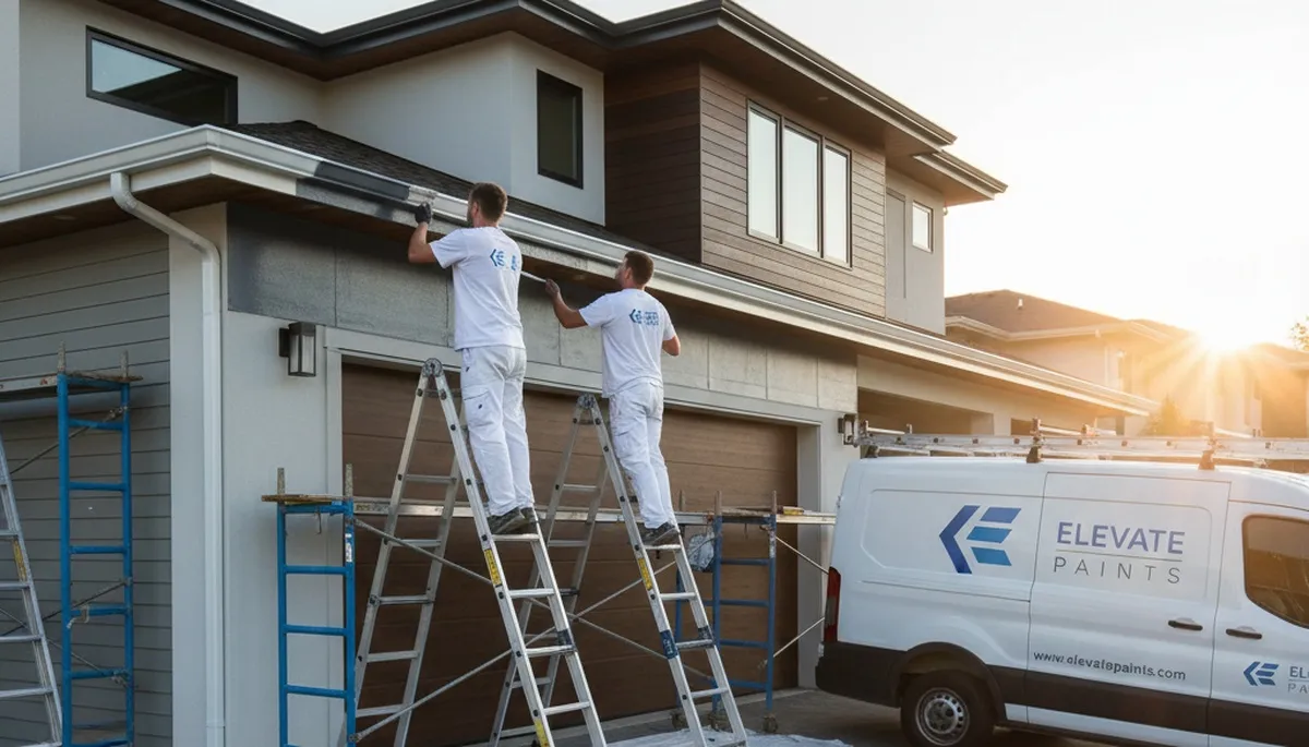Professional gutter painting on Charlotte NC home exterior by expert house painters