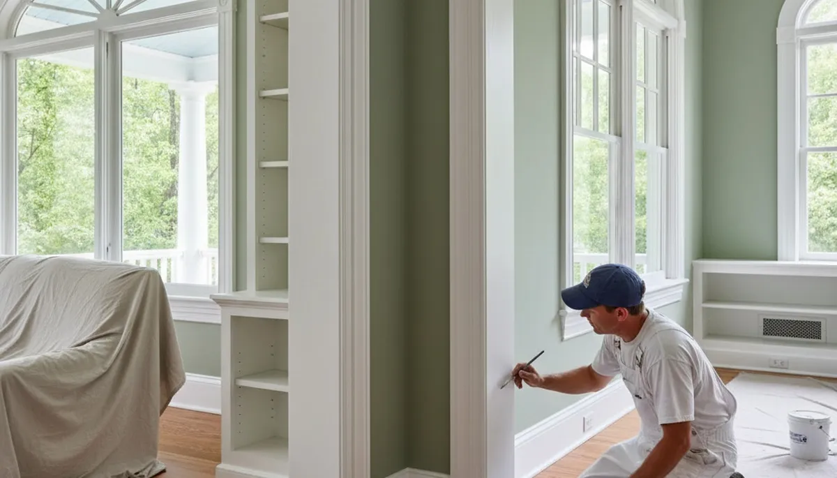 Professional interior trim painting with crisp lines and smooth finish in a Charlotte, NC home