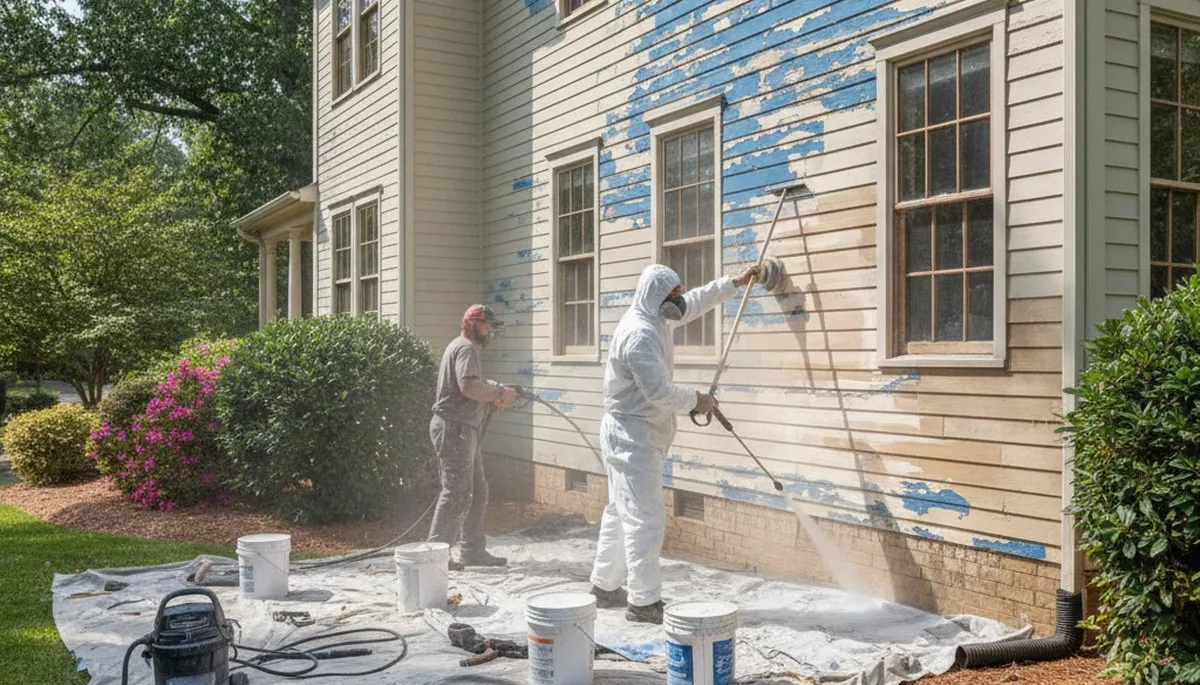 Professional surface prep for exterior house painting in Charlotte, NC ensuring smooth, durable finishes