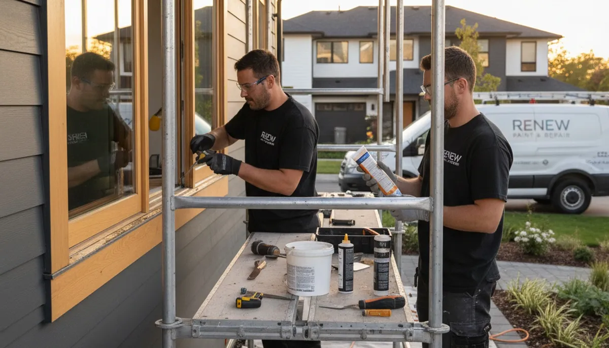 Wood rot repair on Charlotte NC home exterior by expert painting and restoration team